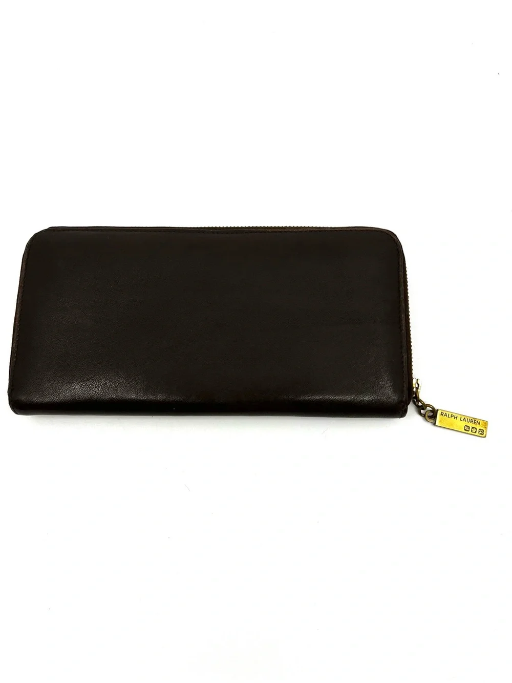 Ralph Lauren Brown Zip Around Accordion Wallet
